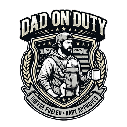 Dad On Duty Vintage Graphic T-Shirt | Coffee Fueled Baby Approved Men's Tee