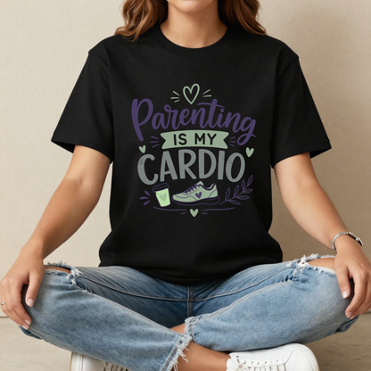 Parenting Is My Cardio Oversized T-Shirt | Funny Parent Life Graphic Tee
