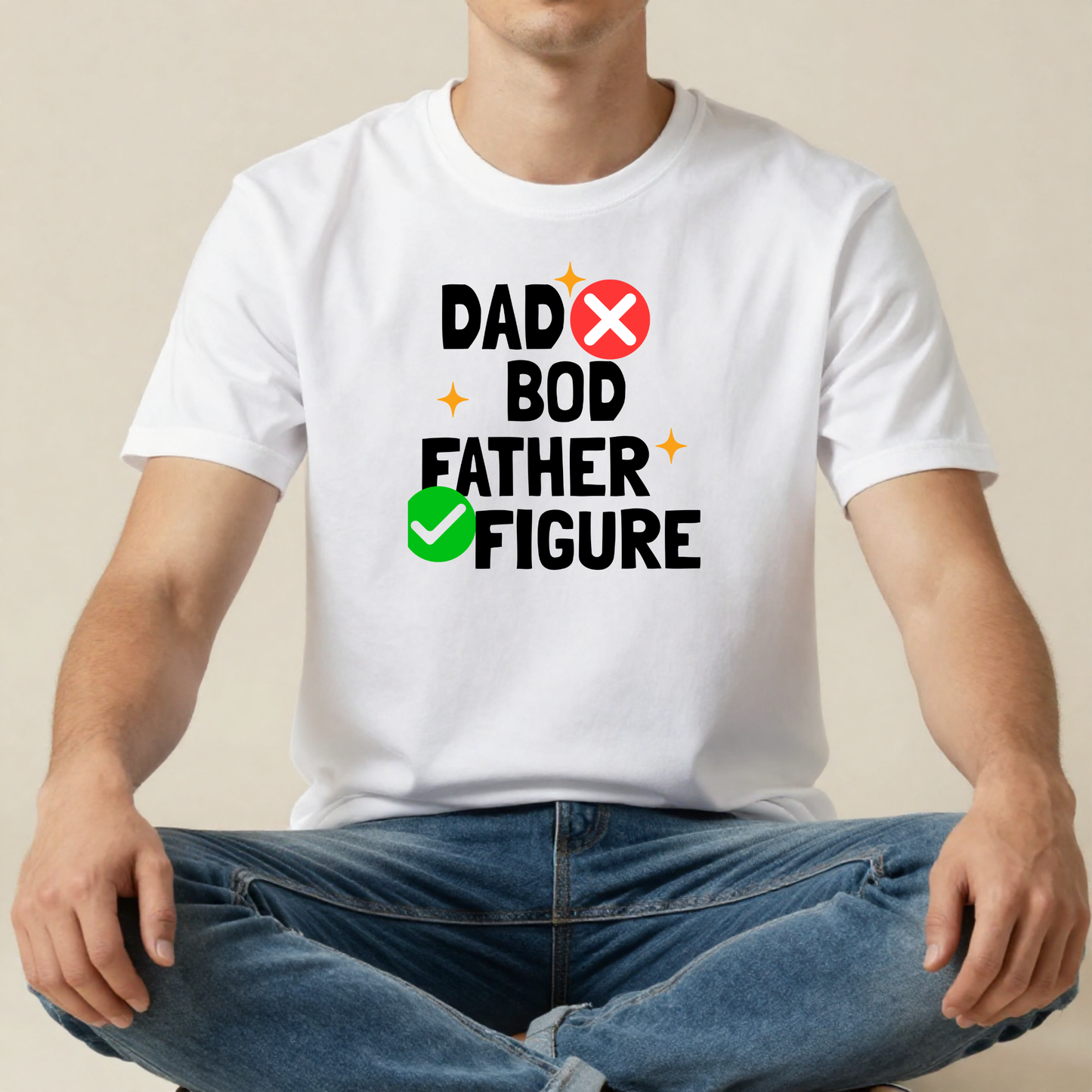 Dad Bod ❌ Father Figure ✅ Black T-Shirt | Funny Dad Humor Shirt | Proud Father Graphic Tee | Father's Day Gift